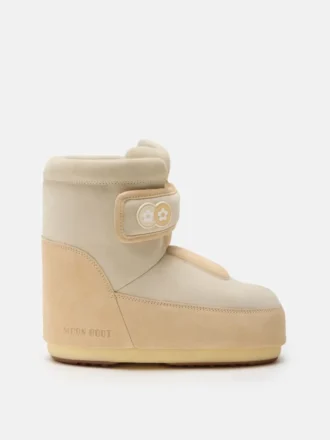 Cizme din piele de căprioară bej cu curea Icon Moon Boot X Vandythepink®