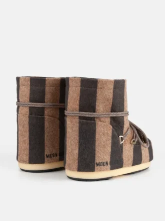 Cizme Jacquemus + Moon Boot Icon Low din pâslă cu dungi bej