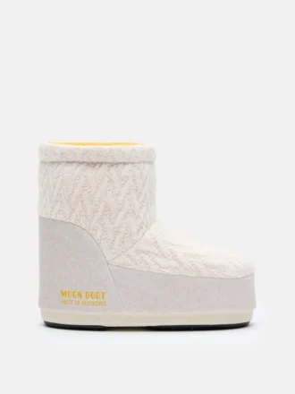 Cizme Moon Boot X Guest in Residence Icon Low No Lace White Sand Knit Boots