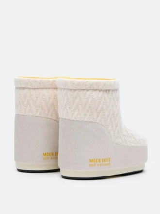 Cizme Moon Boot X Guest in Residence Icon Low No Lace White Sand Knit Boots