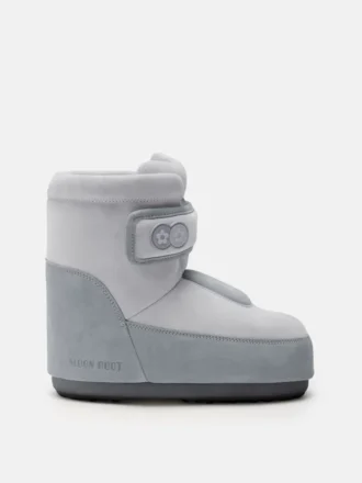 Cizme Moon Boot X Vandythepink® Icon Strap din piele de căprioară gri
