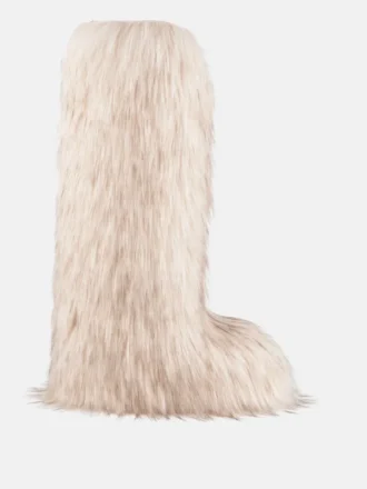 Cizme înalte albe din blană artificială Jacquemus + Moon Boot Icon Yeti
